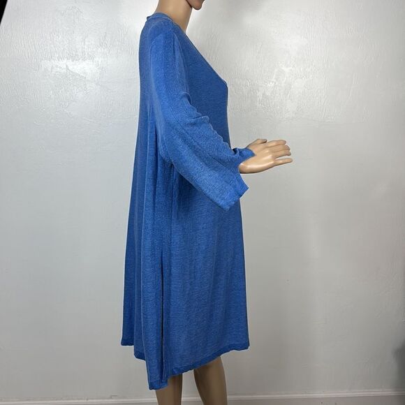 J. Jill Blue Linen Blend V-neck 3/4 Sleeves Tunic Top Size XLP - Picture 3 of 10